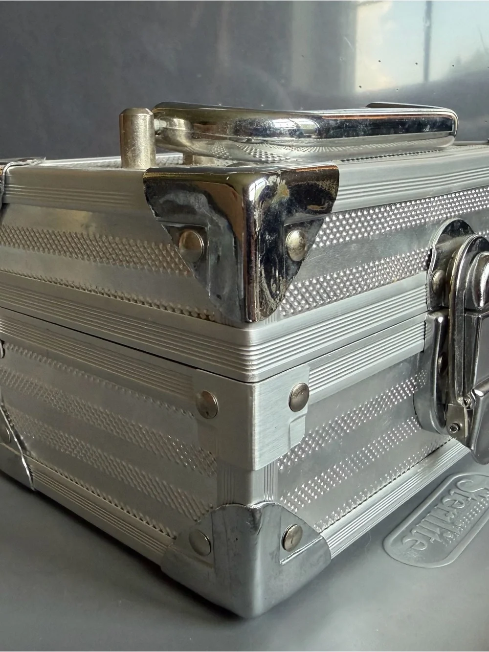 Vintage Silver Metal Carry Case with Secure Latch